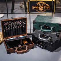 미용 도구 대용량 가위가방 상자 헤어 메이크업 스타일리스트 애견미용 도구 이발사 가위 보관 정리 출장 시험 바버샵 접이식 하드 케이스 비밀번호 빗 드라이기 바리깡 hair bag, 고급 버전 레트로 블랙 미디엄 나이프 7개 + 전