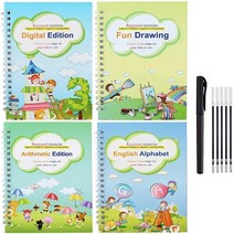 글씨교정 캘리그라피 영어필기체연습 new 4 books children copybook handwrite practic reusable book magic books for 책, 4권