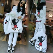 [SALE 3종세트] 여자 미키 기모 맨투맨 후드베스트 트레이닝 운동복 3종세트