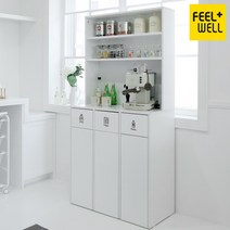 필웰 무노 3칸 분리수거함 다용도 상부수납장세트 DVX ST9656, 화이트