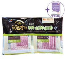 코스트코 트레이더스 CJ 더건강한 베이컨 90G X 6 [아이스박스] + 더메이런알콜티슈, 6개