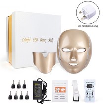 LED마스크 LED재생레이저 피부관리기 LED 페이셜 마스크 7 색 적외선 빛 광자 치료 전기 목 피부 회춘 얼굴 안티 에이징 주름 제거 광선 요법 뷰티 여드름 밝게 기계를 강화, 협력사, 황금 영국 상자