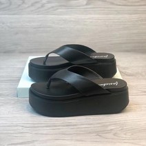 편한 여성 리얼 가죽 통굽 비치 방수 조리 여 여름 패션 키높이 슬리퍼 미끄럼 방지 올 소가죽 집게발 쿨러 통굽 여름휴가