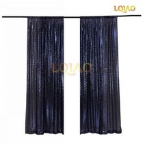 2 패널 피트 x 8 실버 쉬머 스팽글 패브릭 사진 부스 배경 커튼 웨딩 파티 장식, 2pc 2x12ft-60x360cm, Navy Blue