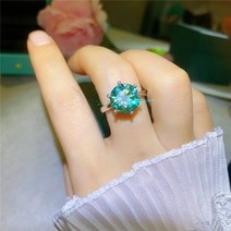 모이사나이트 인조다이아 식스 클로 3 캐럿 그린 반지 여성용 오리지널 S925 스털링 실버 플래티넘 도골드 다이아몬드 쥬얼리 웨딩 Anillos