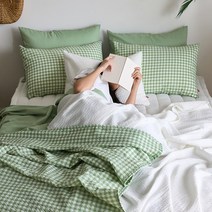 자연을 담은 바람 솔솔 뱀부 시어서커 2겹 여름이불, 내츄럴화이트, S/SS 세트