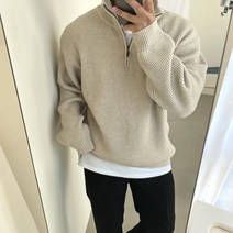 빠델(간빠레) 캐시미어 하찌 반집업 루즈핏 니트