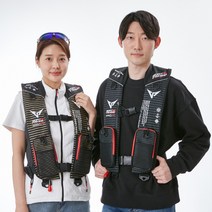 XL(대) 스트라이프 2포켓 자동팽창식 구명조끼 KC 수분감지 책임보험 가입 FREE 사이즈, 블랙(그레이)