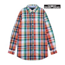 뱅뱅 뱅뱅 공용 중기장 체크 셔츠_오렌지_YSD10112