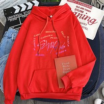 일반포토앨범 굿즈 포카 스트커 k팝 Kpop 스트레이 키즈 후드티 하라주쿠 미학 멤버 카와이 핑크 그라데이션 레터 그래픽 스타일 스웨트 셔츠, [06] XXL, [09] 빨간