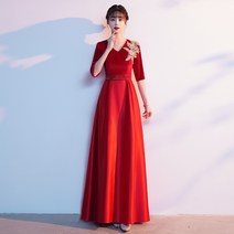 파티드레스 브이넥 반짝이 돌잔치 공연무대복 합창단 연주회 이브닝 드레스(1/2)