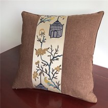 침대쿠션 코어 허리 베강아지가있는 클래식 마호가니 소파 스타일 느낌 라운드 의자 등받이 침대 옆 대형 큰 쿠션 사무용, [02] 55x55cm (코트 + 내부 코어), [06] 다크 커피와 새장