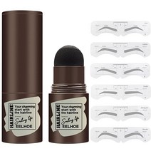 SUNDEER 눈썹 스탬프 스텐실 키트 디파이너 파우더 메이크업 재사용 가능 6개 원스텝 쉐이핑 여성용 방수 메이크업사용 브라운