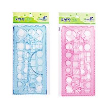 [스타박스] 모양자 21cm 폭9cm 도형자, 파랑세트