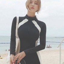 가바바 여성 레쉬가드 삼각 긴팔 반지퍼 포인트 레쉬가드 G36804