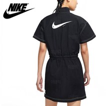 나이키 빅 스우시 우븐 하프집업 반팔 원피스 티셔츠 여성 여름 드레스 반집업 미니