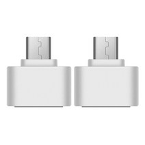 2x 마이크로 USB(남성)-USB 2.0(암) 고속 OTG 어댑터(OTG 기능이 있는 Android 스마트폰/태블릿용), 설명, 아크릴로 니트릴 부타디엔 스티렌 플라스틱, 화이트