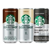 [CORAM] 스타벅스 캔커피 200mL 3종 (더블샷 에스프레소앤크림/바닐라/파이크플레이스로스트블랙) 혼합무배, 6개, 에스프레소앤크림2+바닐라2+파이크블랙2