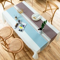 린넨 식탁보 수술 식탁보 배색 식탁보, 투톤(퍼플+블루), 140*180cm
