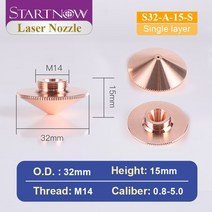 Startnow 레이저 커팅 노즐 D32mm 단일 더블 레이어 Raytools BT240 섬유 머신 헤드, 01 S32-A-15-S_08 2.0, 01 S32-A-15-S_08 2.0