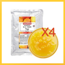 앤드로스 망고 리플잼 1kg 대용량 잼 / 마카롱 크로와상 크로플 베이킹 요거트 아이스크림 토핑 잼 에이드 스무디 카페 음료 베이스, 4개