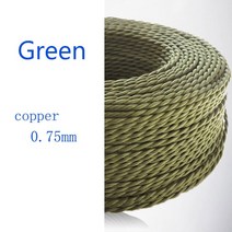 권선코일 구리선2코어 3 0.75mm 빈티지 짠 섬유 전기 와이어 레트로 컬러 트위스트 꼰 플렉스 전원 케이블, CHINA_green | 100m | 2 Core
