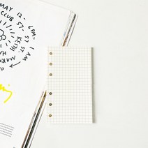 백색 리필 DAIRY 라인 육공 내지 다꾸 도트 리스트 노트 모조지 무지 기본 수첩 용품 바인더 다이어리 속지 플래너 유선 그리드 방안 노트식 모눈 6공 45장 A6 격자