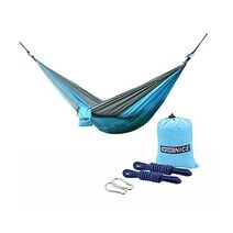 WoneNice 원나이스 캠핑 해먹 - 휴대용 경량 이중 나일론 배낭여행 여행 해변 마당 정원을 위한 2x 걸이 끈이 있는 낙하산, Sky Blue/Gray