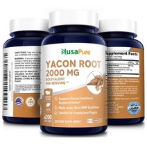 NusaPure 야콘 추출물 2000mg 200캡슐 Yacon Root Extract (Extract 4:1 Non-GMO & Gluten Free) (미국배송), 200정, 1개
