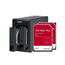 QNAP 4TB 저장 용량의 2베이 DAS USB 3.2 Gen 2 Type-C 사전 구성된 RAID 1 WD Red Plus HDD 번들 (TR-002-24W-US), 2 Bay_Diskless