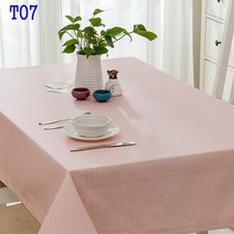 SKANDSALO 식탁보 모던 체크무늬 심플 도트 스트라이프 순면 캔버스 티테이블보 성탄 인테리어 테이블 천다기, T07-꽃다운 정이 격.-핑크, C18-원형-직경 140