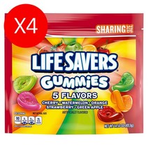 LIFESAVERS Gummy Candy 라이프세이버스 썸머 구미 젤리 체리 수박 오렌지 딸기 그린애플 5가지맛 14.5 oz 411g 4팩