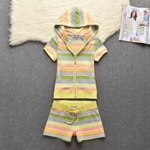 수분이 많은 사과 운동복 여성 투피스 세트 스트라이프 여름 의류 반팔 티셔츠 반바지 러닝 쇼트 수트