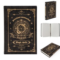 마법 주문서 블랙 판타지 고서 마법사 유선 노트 인테리어 소품 7mm 책갈피 끈 신비로운 책 공책