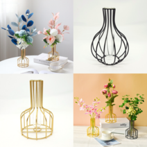 와이어 실린더 인테리어 화병 동양꽃꽂이 이케루 체체 투명분 수경재배 특이한 화분 vase, 옵션1_라운드(골드)