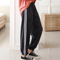 캐주얼 데일리 스트릿 패션 스타일 벨벳재질 트레이닝바지