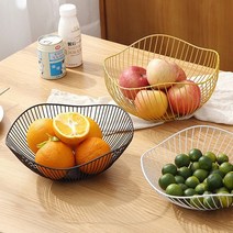 북유럽 스타일 철예 과일 바구니 프릴 철선 불규칙 과일 접시 간식 철예 과일 바구니, 블랙 스트레이트 그레인 과일 바구니 (Short), 1개