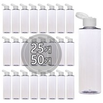 [50개묶음판매] 원터치캡용기 120ml 150ml 200ml 250ml 300ml 500ml 똑딱이용기 어매니티공병, 250ml 각투명용기, 투명캡, 50개