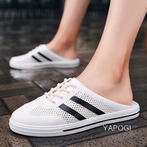 YAPOGI 남자 샌들 캐주얼 여름 아웃도어 남성 샌들 아웃도어 비치 슈즈 홀 슈즈 아웃도어 슬리퍼 투웨이 슬리퍼 통굽 슬리퍼