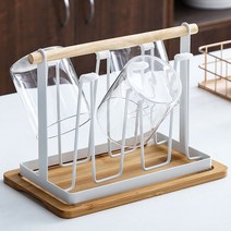 똑소녀 주방 컵건조대 스탠드 선반 2타입, 우드받침, 1개