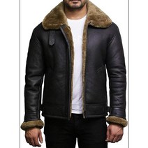 ANKRIC 남자 복고 가후 보온 스웨이드 비행 재킷 가죽 의류