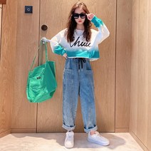 노블아이 가을신상 주니어 옷 의류 아동복 초등학생 여아 상하복 크롭스타일데님상하복