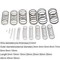 인장스프링 스텐인장스프링 금형 10PCS 0.4*3 4 5 6 7 8 9 10mm * 5-50mm 스프링 스틸 소형 압축 릴리스 기계식 리턴 압력 OD 3mm 4mm, 0.4mm