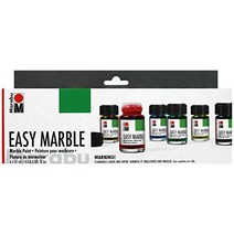 Marabu Easy Marble – Starter Set of 6 jars (１5ml) of Solvent-Based Paints for Marbling Art and Hydro, 1