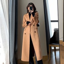 FANSYLI 여성 겨울 카멜 캐시미어 핸드메이드 코트 하프 기장 11F