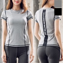 기타브랜드 여자 레터링 반팔 티 래쉬가드 요가복