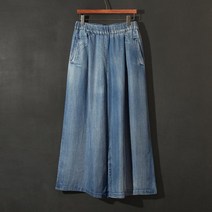 도다인 WAWAMOM 여성 7부 데님 배기팬츠 똥싼바지 텐셀 통 청바지 DAQ14