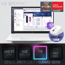 LG 2022 울트라PC 15UD40Q-GX70K, Free DOS, 8GB, 1TB, AMD RYZEN 7, 화이트