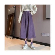 겨울 롱스커트 롱치마 코디 스커트 여성 하이 웨스트 코듀로이 캐주얼 라인 빈티지 미디 롱 플리츠