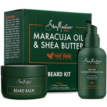 SheaMoisture 수염 오일 및 수염 밤 - 남성용 수염 키트 마라쿠자 및 공정 무역 유기농 시어 버터 드라이 수염 오일 유연제 및 컨디셔너 포함 (2피스 세트)